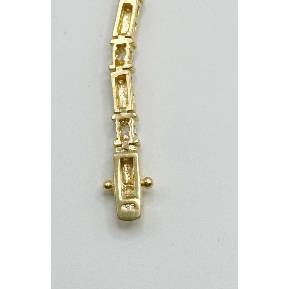 Gold Plated Sterling Silver Rhinestone Tennis Bracelet 7.5”‎ - Picture 2 of 6
